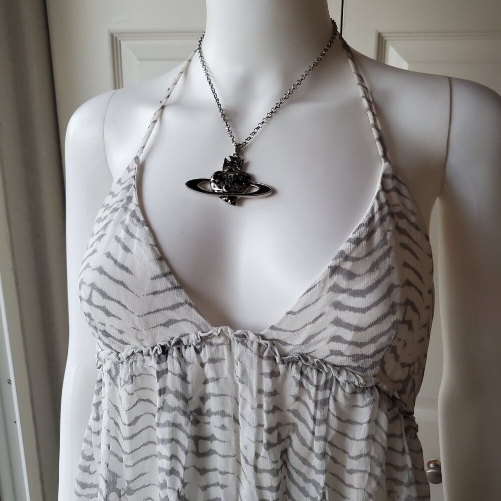 Soft Joie White & Grey Stripe Halter Maxi Dress Size Medium - Picture 9 of 9